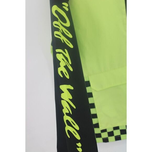 VANS MENS XL OFF THE WALL ANORAK WATER REISTANT HOODED CHECKEROARD JACKET NEON - Picture 5 of 9